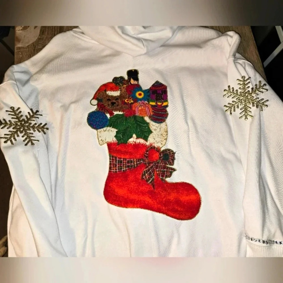 1 of a Kind Custom Handmade Ugly Christmas Sweater Hoodie Sequins Women's XL XXL - Picture 3 of 8